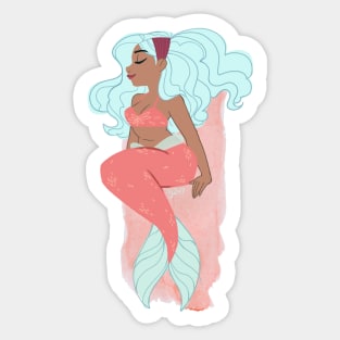 Mermaid Splash in Mint and Peach Sticker